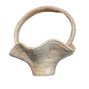 Vintage Ceramic Woven Basket With Handle 9” Rand Pottery?